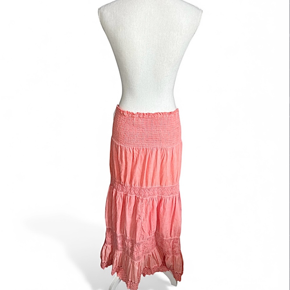 Raviya peach coral maxi skirt boho Whimsygoth Fairycore feminine western - Picture 4 of 9